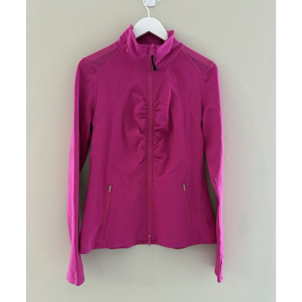 Zella Activewear Jacket  with Ruching and Mesh Back in Pink - Large